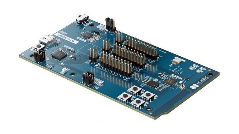 Angled view of Nordic Semiconductor NRF54L15 development kit