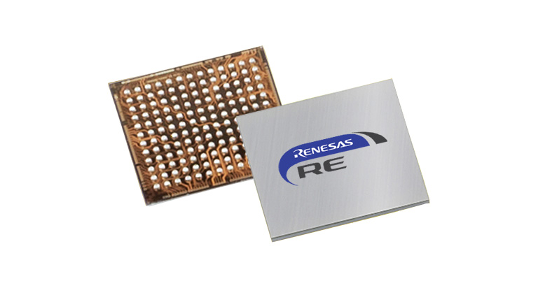 Front and back side of Renesas' RE Family product sample