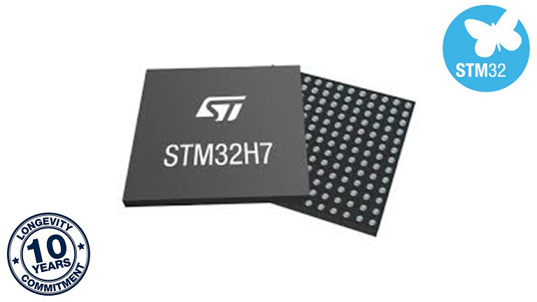 STMicroelectronics STM32H7 - front and back side of the MCU