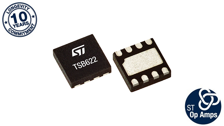 STMicroelectronics TSB622 - front and back side of the operational amplifier