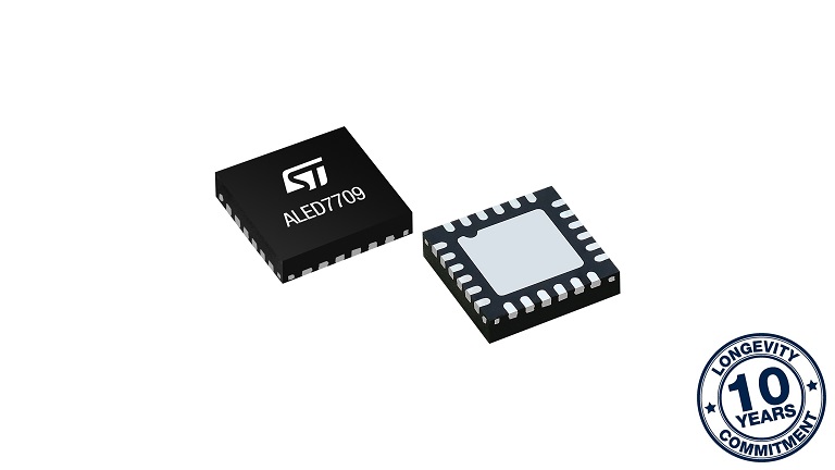 STMicroelectronics ALED7709 - front and back side of the chip
