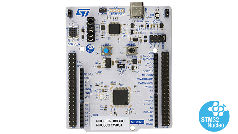 STMicroelectronics NUCLEO-U083RC - front side of the board