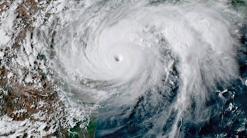 The eye of a hurricane Harvey, viewed from above