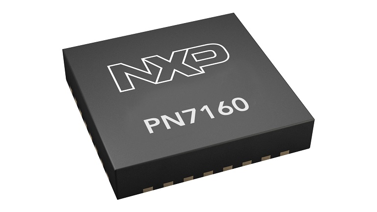 NXP PN7160 chip - angled view of the top side