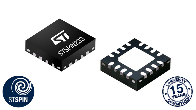 STMicroelectronics STSPIN233 - front and back view of the chip