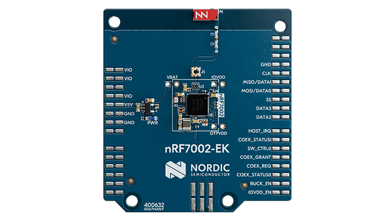Nordic nRF7002 EK - top side of the board