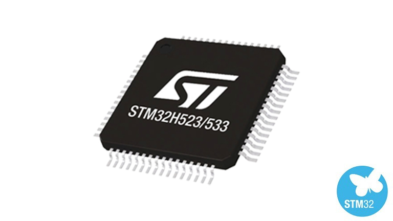 STMicroelectronics STM32H523 & 533 - front side of the mcu