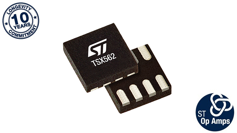 STMicroelectronics TSX562 - front and back side of the operational amplifier