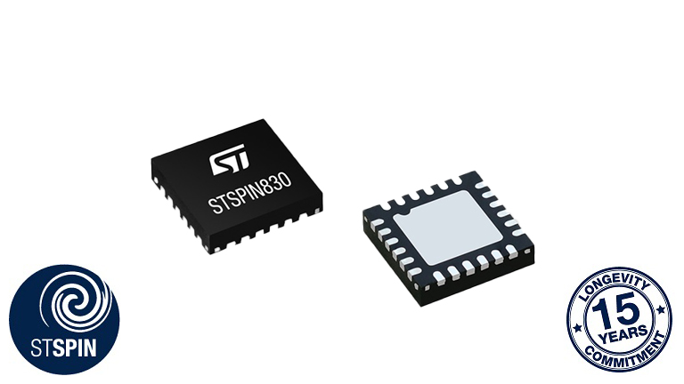 STMicroelectronics STSPIN830 - front and back view of the chip