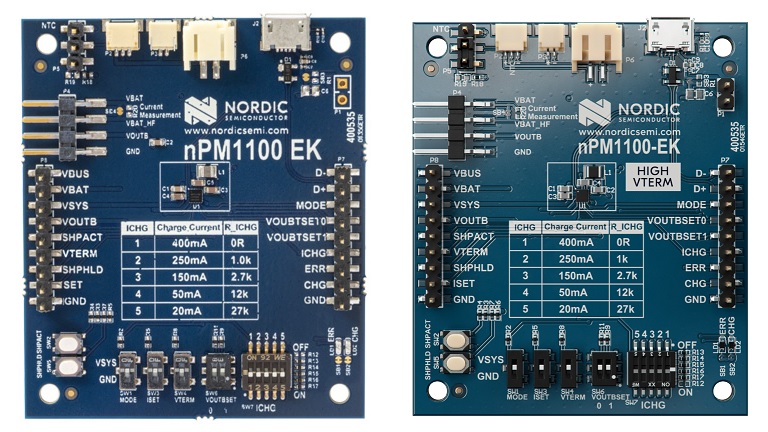 Nordic nPM1100 and nPM1100 HIGH VTERM evaluation kits - top view