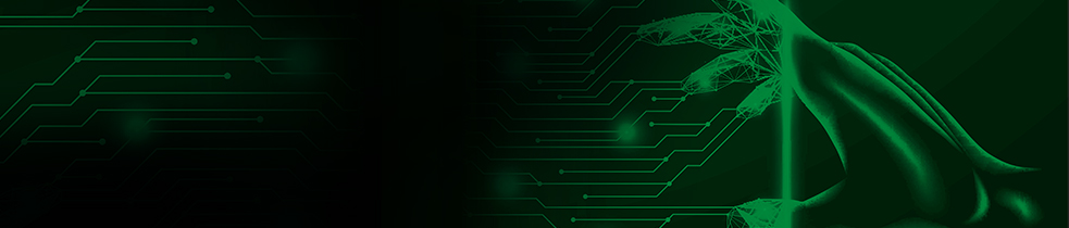 Man hand turns into hologram