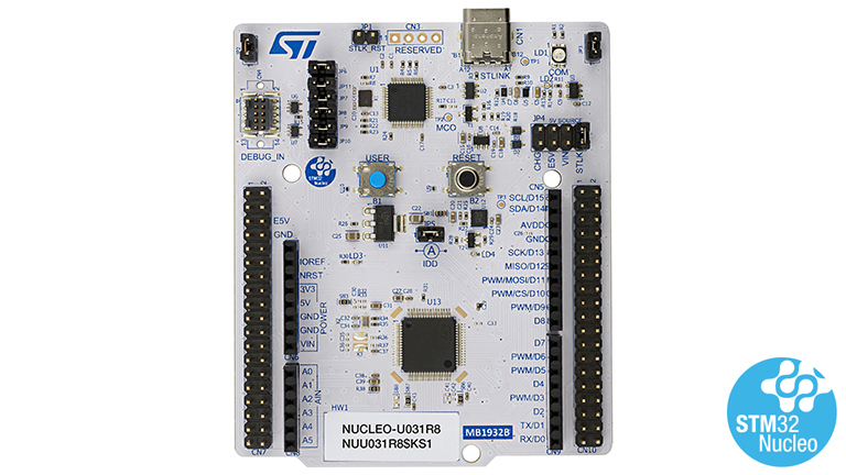 STMicroelectronics NUCLEO-U031R8 - front side of the board