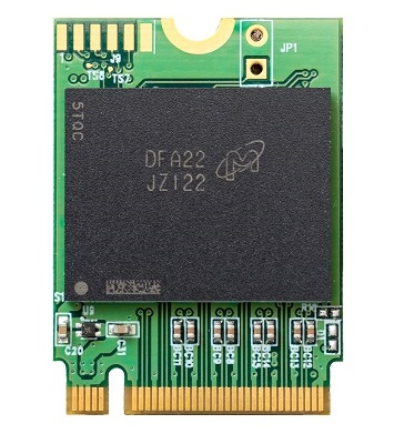 Top side of Micron's 2100AI/AT PCIe NVMe SSD