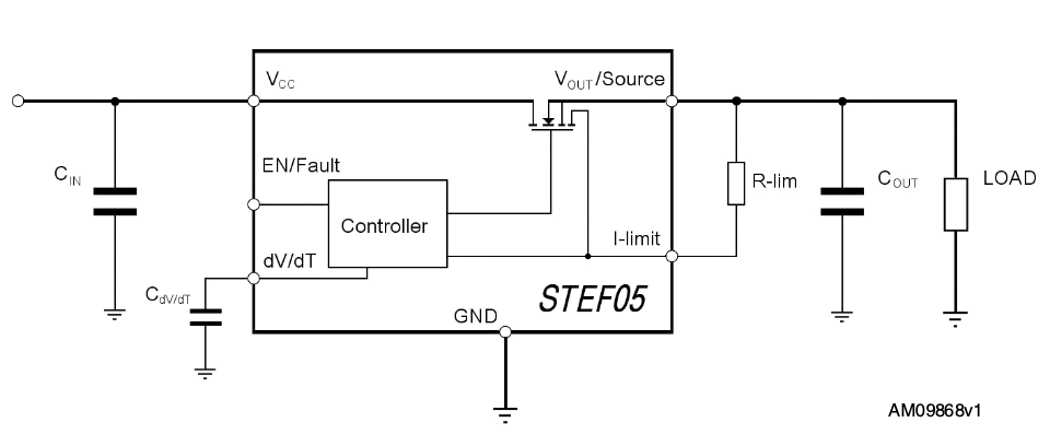 The ST STEF05 in an example application circuit