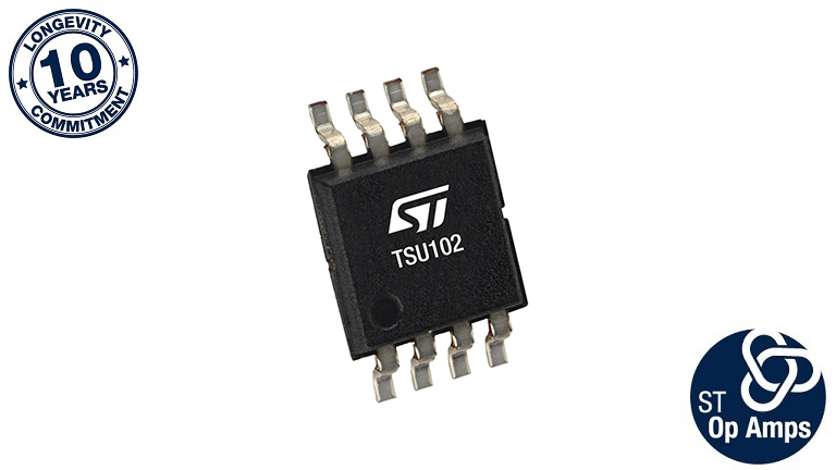 STMicroelectronics TSU102  - front side view of the operational amplifier