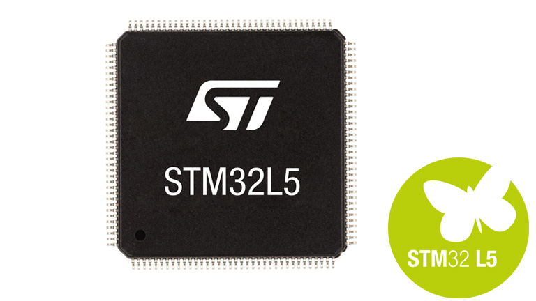 Top view of ST's STM32L5 ultra-low power MCU