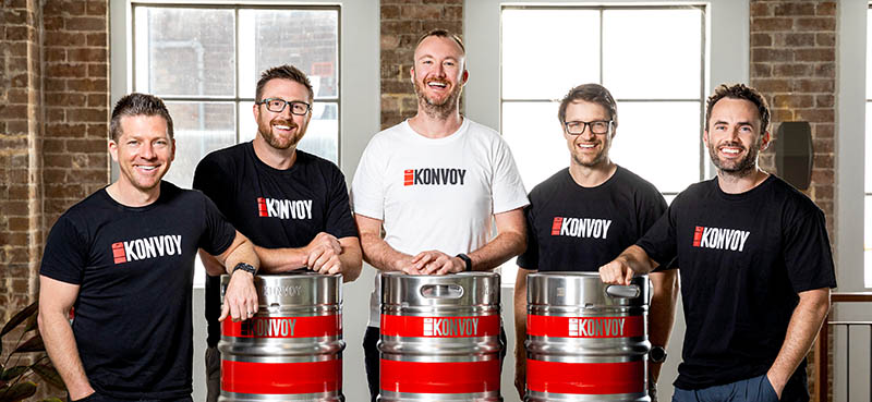 Konvoy team with beer kegs