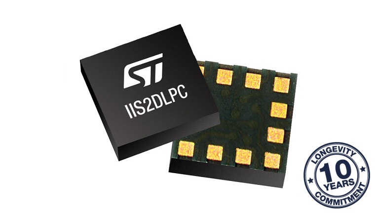 Front and back side of the ST's IIS2DLPC sensor