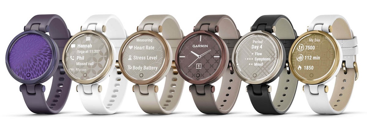 Six different models of Garmin watches
