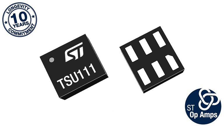 STMicroelectronics TSU111 - front and back side of the operational amplifier