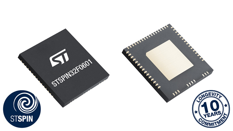 STMicroelectronics STSPIN32F0601 - front and back side of the chip