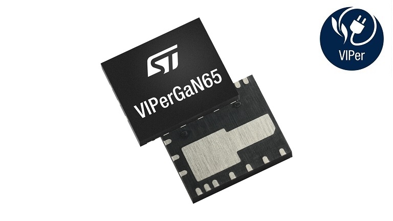 STMicroelectronics VIPERGAN65 - front and back side of the chip