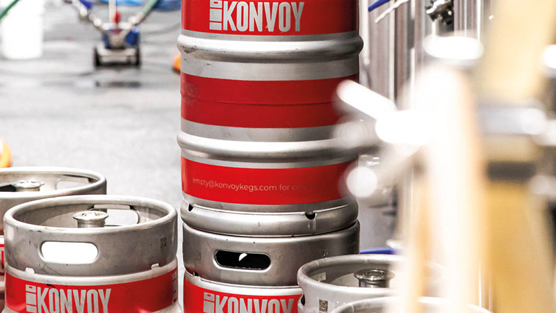 Beer kegs with Konvoy logo