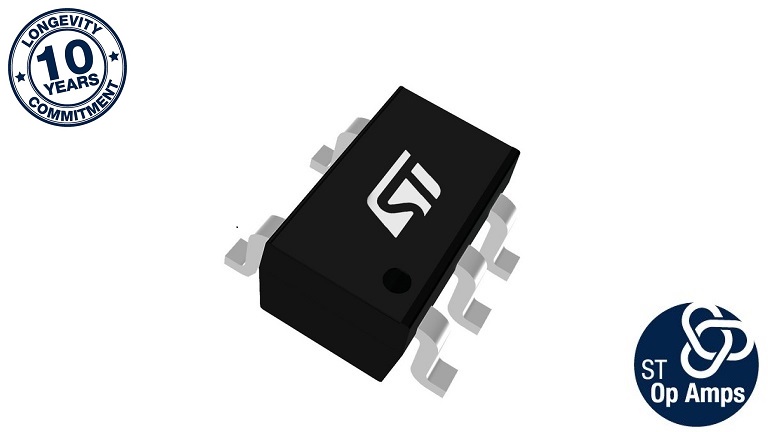 ST's TSV771IY op-amp - angled view